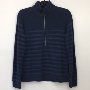 Tommy Bahama Metallic Navy Stripe half Zip Pull Over Sweater Size XS GREAT